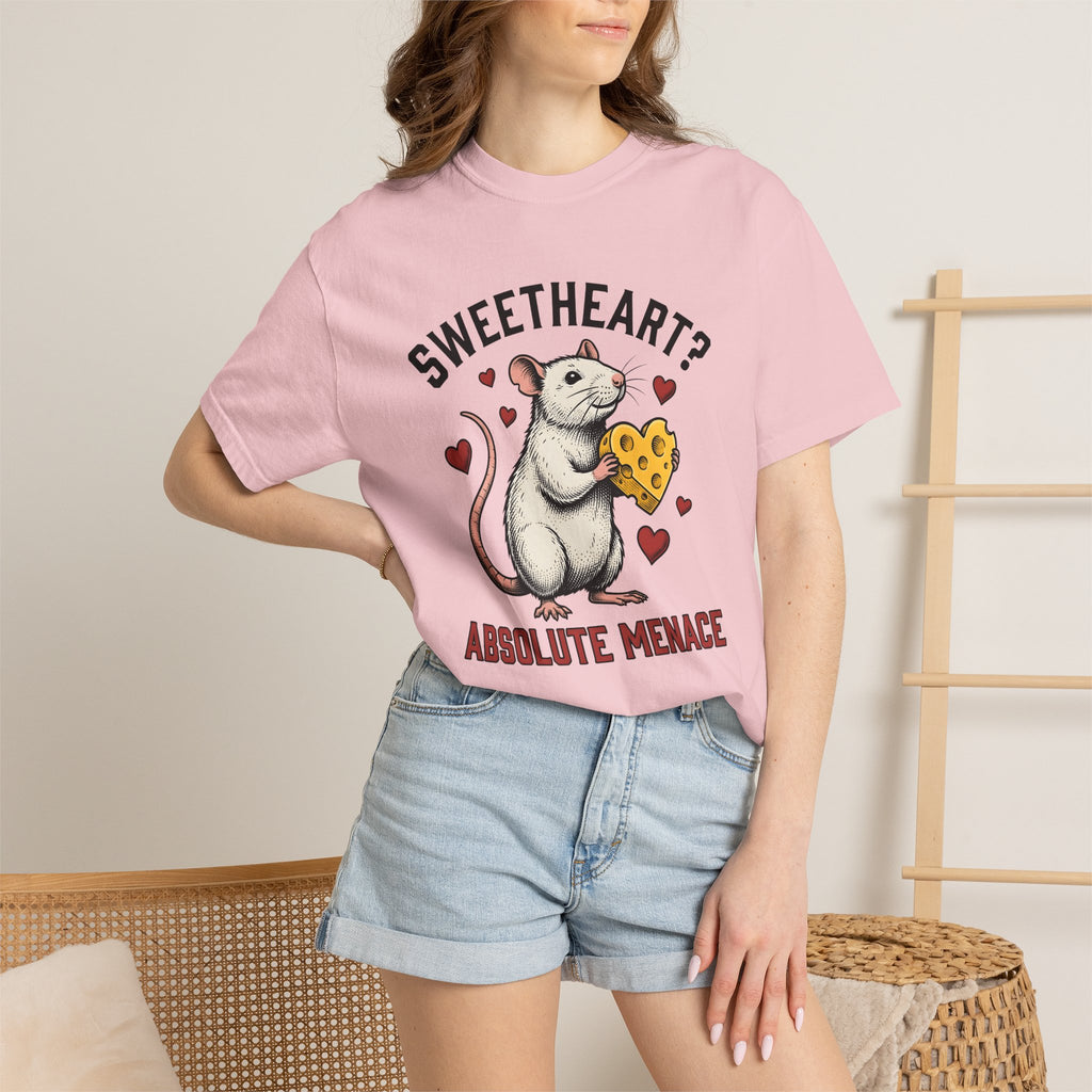 Rat Cheese Shirt Valentine's Day Animal Gift Women Vintage Tee Cheese T-Shirt Valentine Fan Retro Tshirt Creature Graphic Hand Drawn Hearts