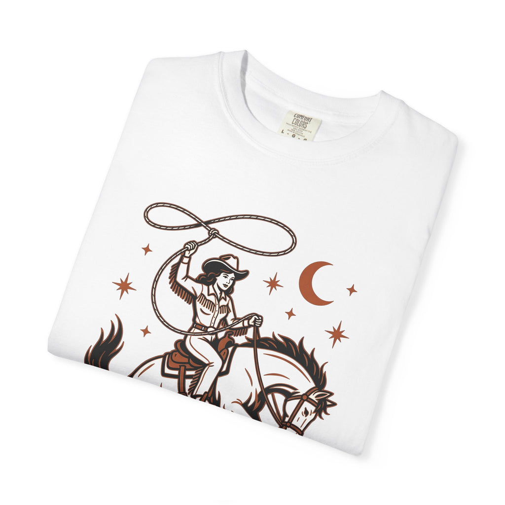 Cowgirl Horse Shirt Cowgirl Horseback Gift Women Country Tee Cowgirl T-Shirt Cowgirl Fan Western Tshirt Riding Graphic Rustic Rope Circle