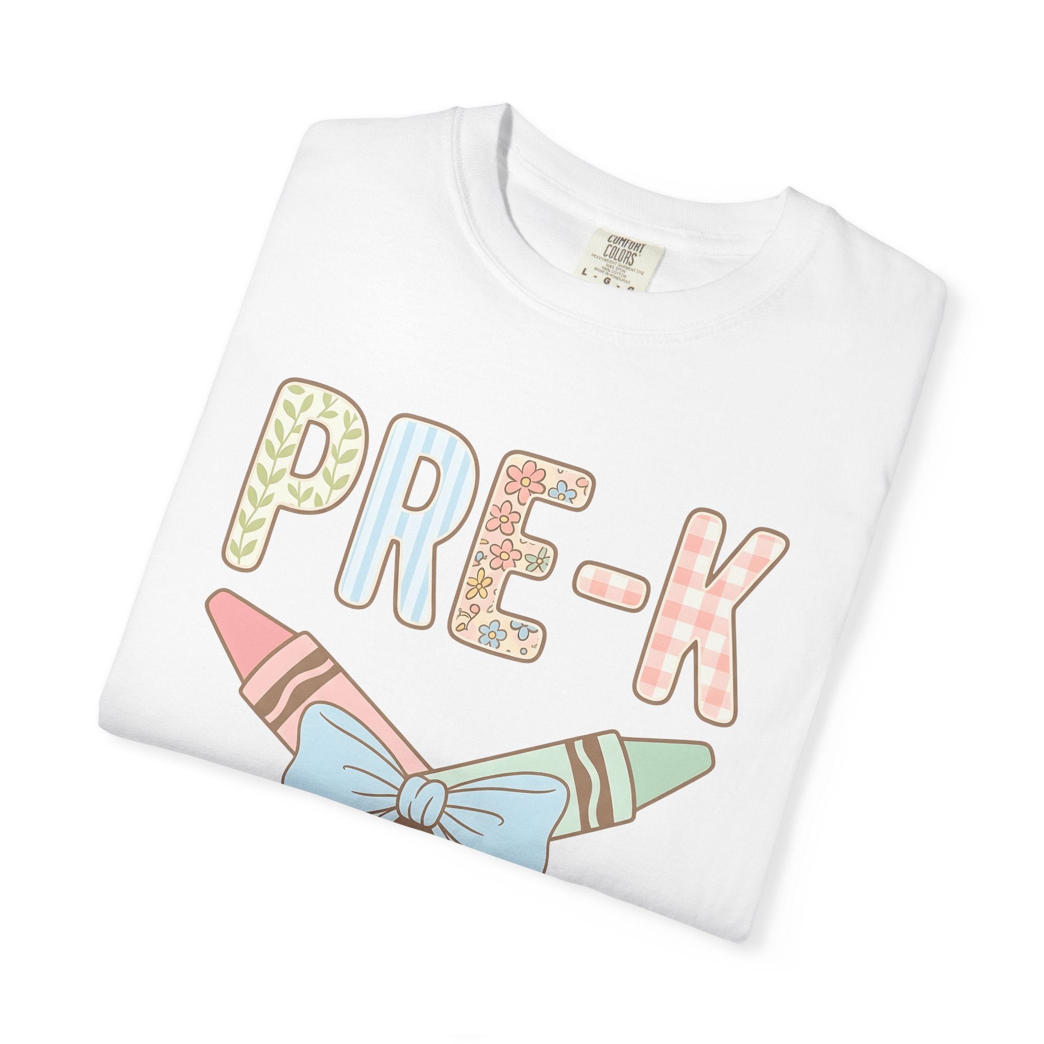 Crayon Bow Shirt Teachers School Gift Women Soft Colors Tee Crayon Ribbon T-Shirt Educator Enthusiast Pastel Tshirt Classroom Graphic Anime