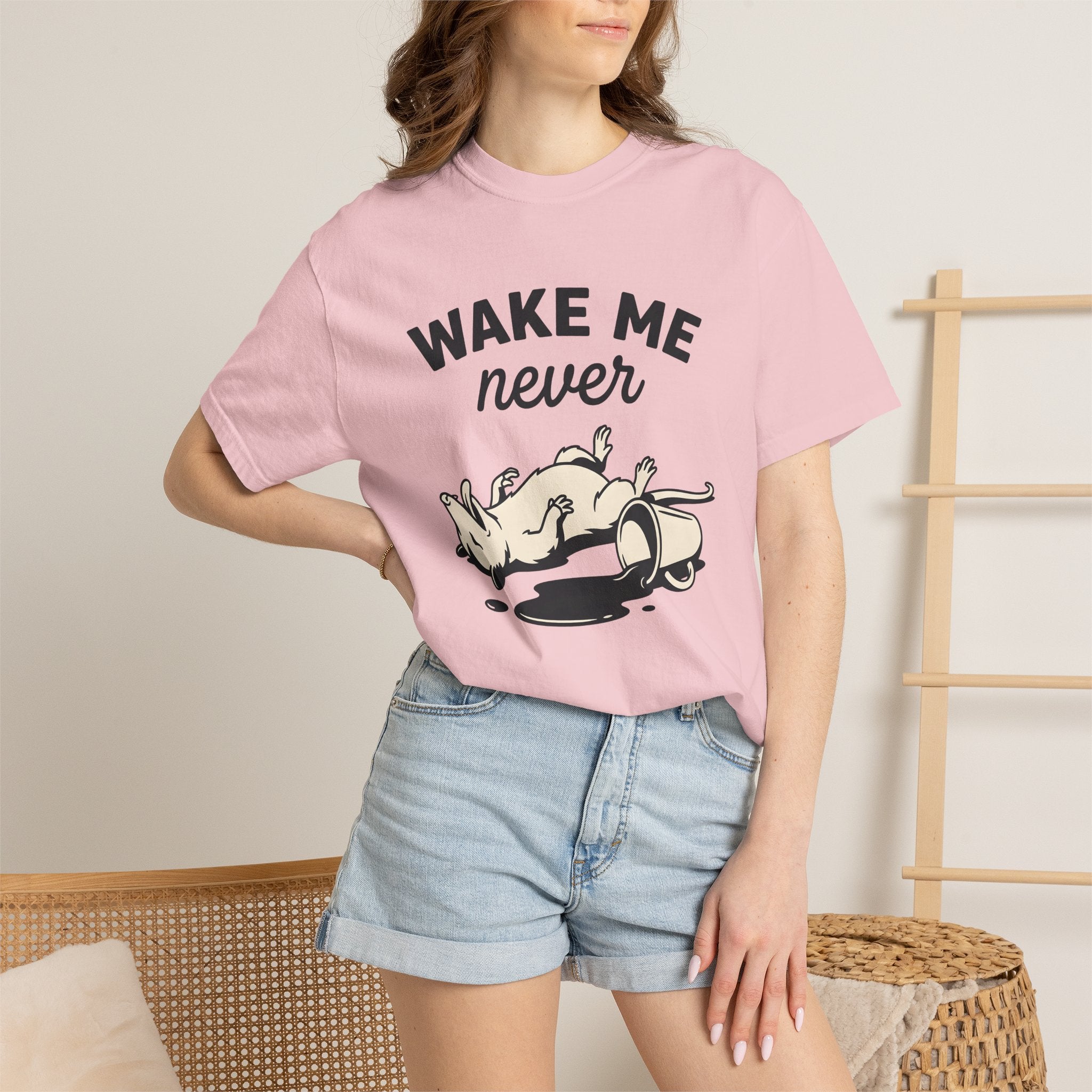 Opossum Coffee Shirt Coffee Humor Gift Women Cartoon Tee Possum T-Shirt Coffee Fan Comic Tshirt Funny Graphic Vintage Spilled Mug Tshirt