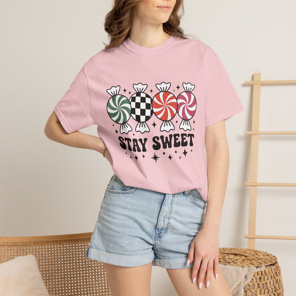 Candy Cane Shirt Christmas Sweets Gift Women Whimsical Tee Peppermint Stick T-Shirt Christmas Fan Candy Graphic Tshirt Vintage Sparkles
