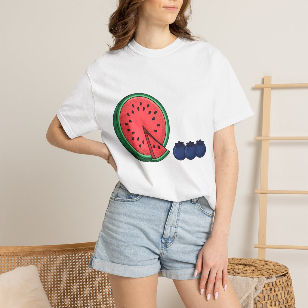 Watermelon Blueberry Shirt Summer Cuisine Gift Women Watercolor Tee Fruit Salad T-Shirt Vacation Fan Watercolour Tshirt Food Graphic