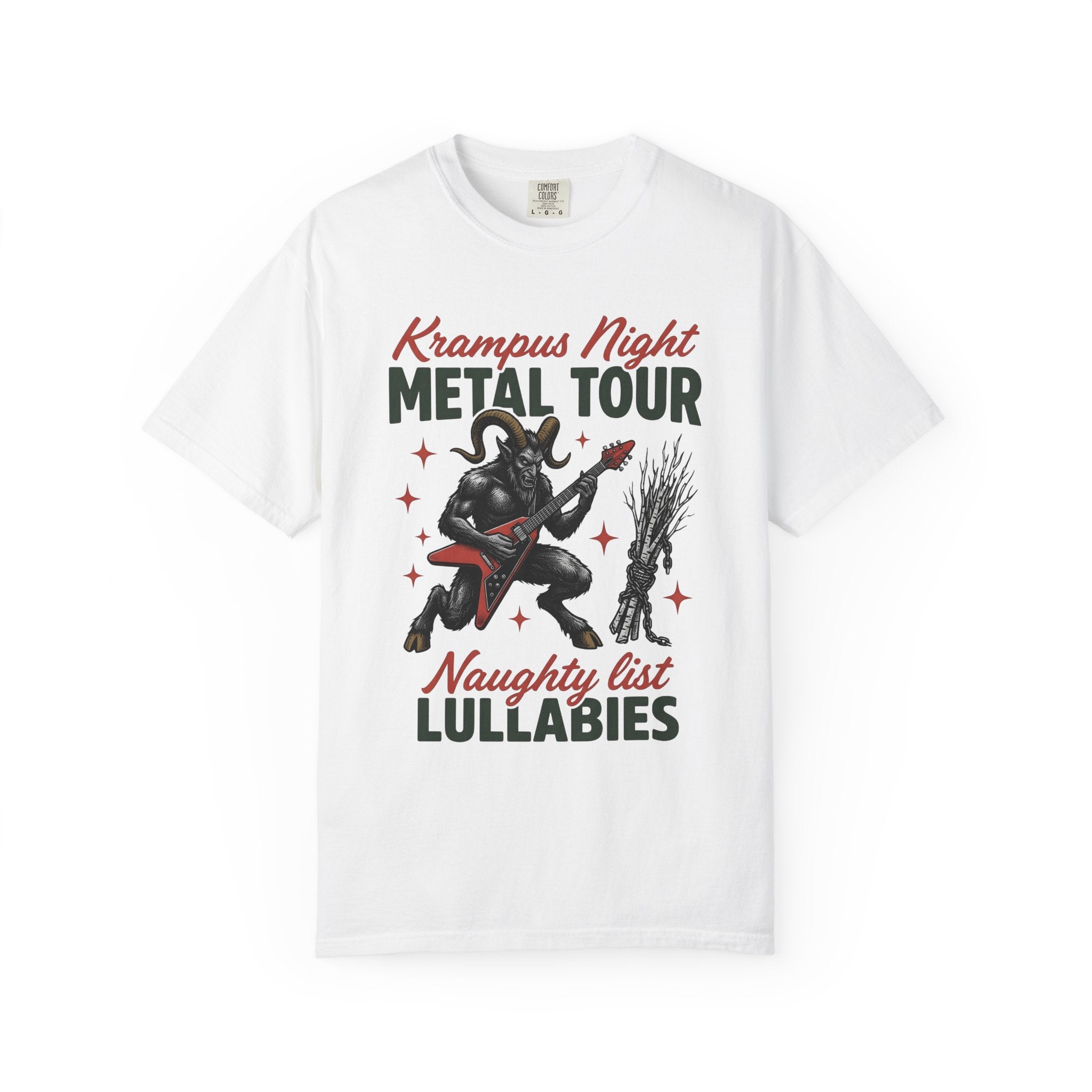 Krampus Guitar Shirt Christmas Rock Gift Women Traditional Tattoo Tee Krampus T-Shirt Xmas Fan Tattooed Tshirt Rockstar Graphic Retro Star