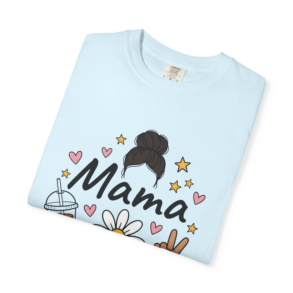 Mom Bun Shirt Mom Coffee Gift Women Doodle Tee Top Knot T-Shirt Motherhood Fan Hand Drawn Tshirt Caffeine Graphic Retro Daisy Tshirt