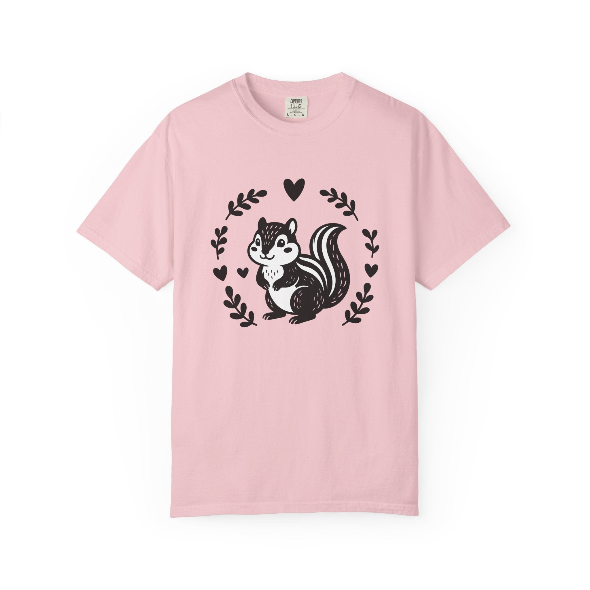Chipmunk Art Shirt Animals Environment Gift Women Whimsical Tee Squirrel T-Shirt Wildlife Fan Rodent Tshirt Eco Graphic Outline Love Heart