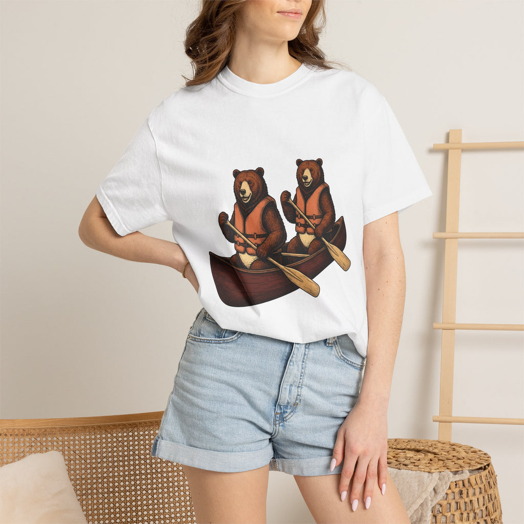 Bear Kayak Shirt Sports & Activities Outdoors Gift Women Retro Tee Kayak T-Shirt Athlete Enthusiast Vintage Tshirt Nature Graphic Sketch