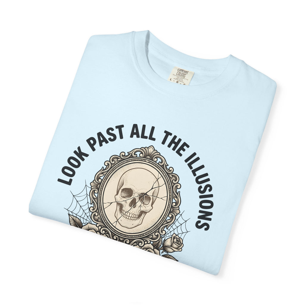 Skull Face Shirt Gothic Blossom Gift Women Spooky Tee Skull T-Shirt Goth Fan Creepy Tshirt Bloom Graphic Classic Garden Rose Tshirt