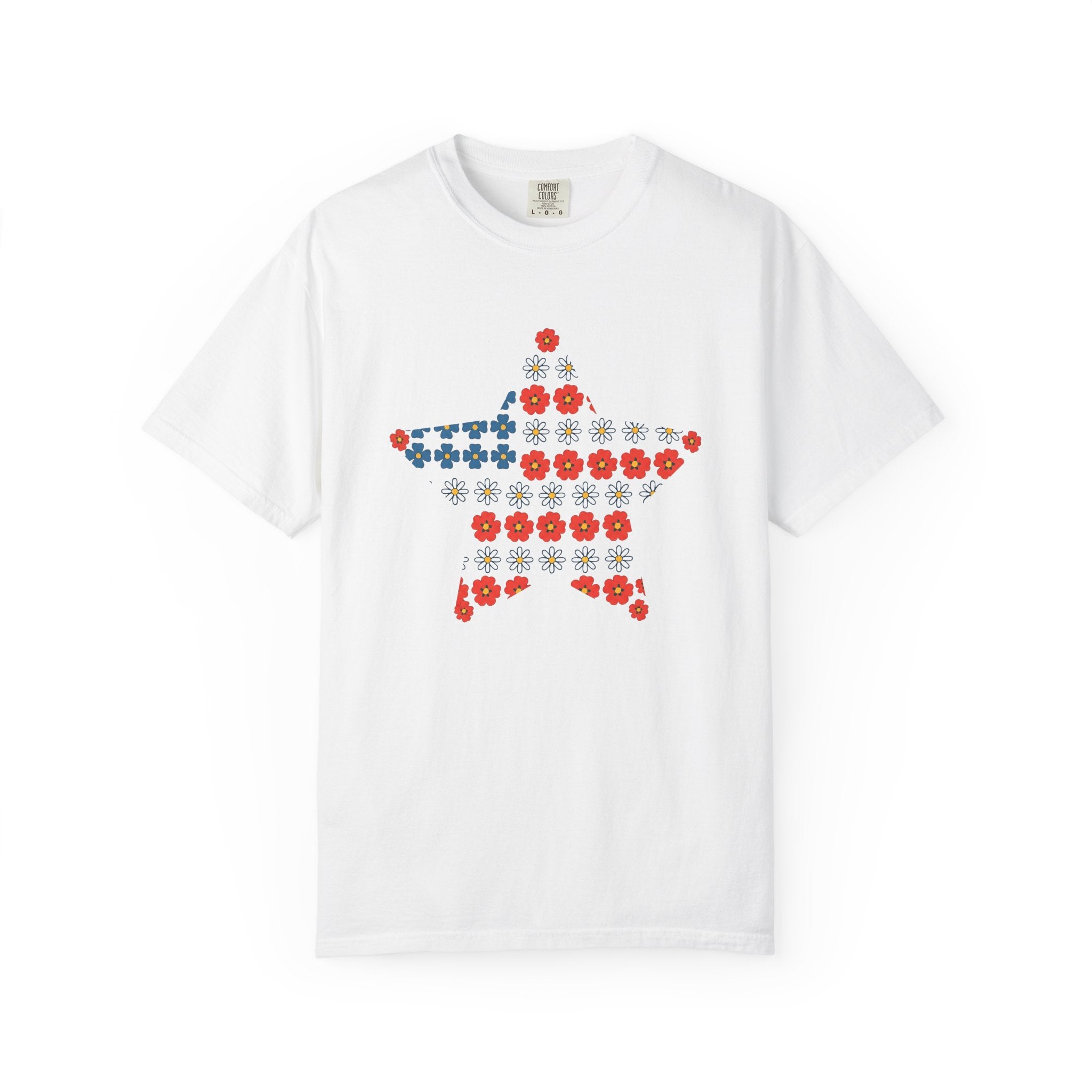 Floral Star Shirt 4th Of July Patriotic Gift Women Boho Tee Starburst T-Shirt Fireworks Fan Vintage Tshirt American Graphic Retro Daisy