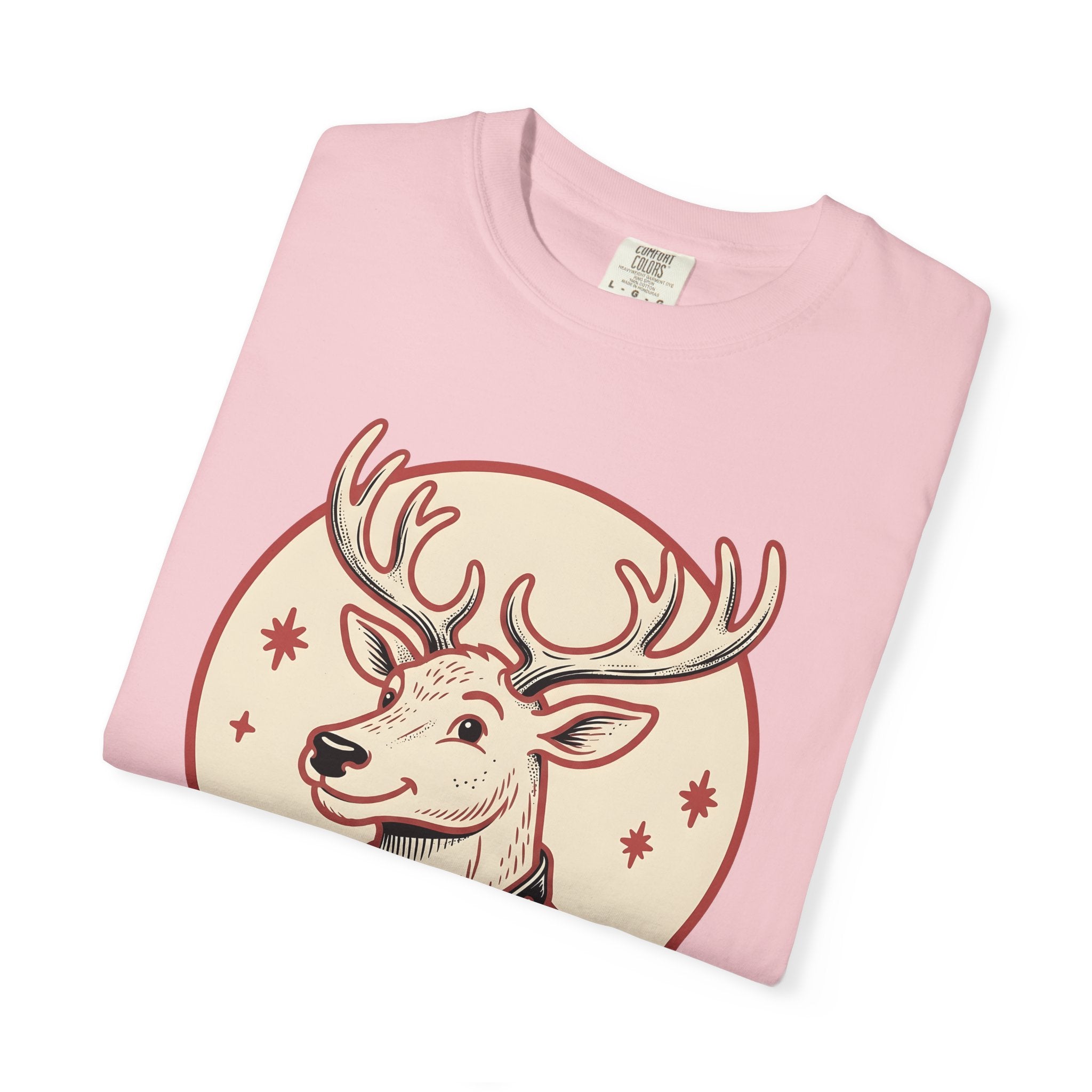 Reindeer Illustration Shirt Christmas Wildlife Gift Women Retro Tee Caribou T-Shirt Xmas Fan Vintage Tshirt Animal Graphic Sketch Jingle