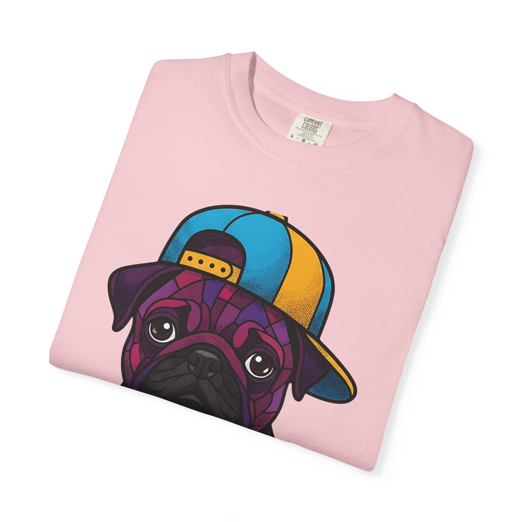 Pug Puppy Shirt Dog Casual Wear Gift Women Stained Glass Tee Pugs T-Shirt Dog Fan Mosaic Tshirt Streetwear Graphic Cartoon Baseball Hat