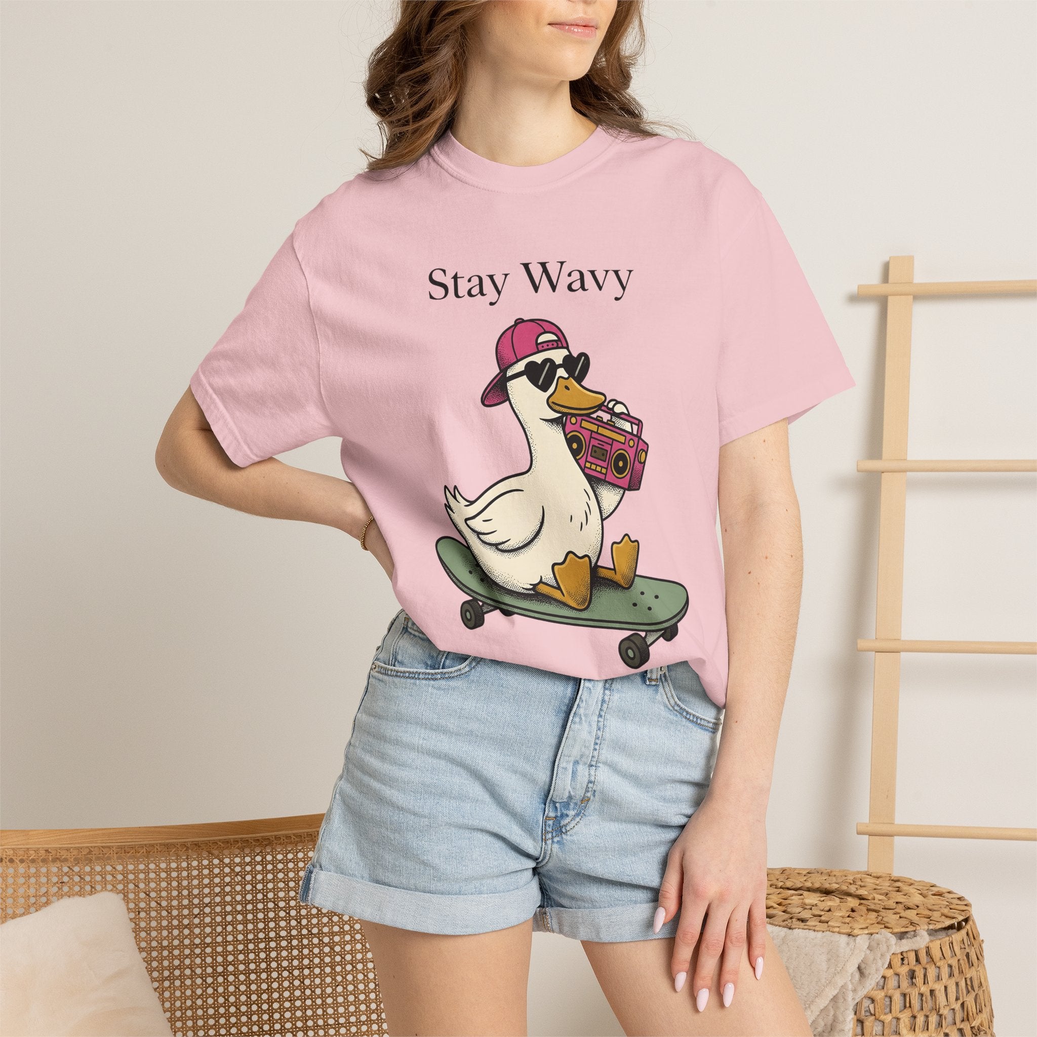 Duck Skateboard Shirt Funny Wildlife Gift Women Comic Tee Duckling T-Shirt Humor Fan Cartoon Tshirt Animal Graphic Vintage Stereo Tshirt