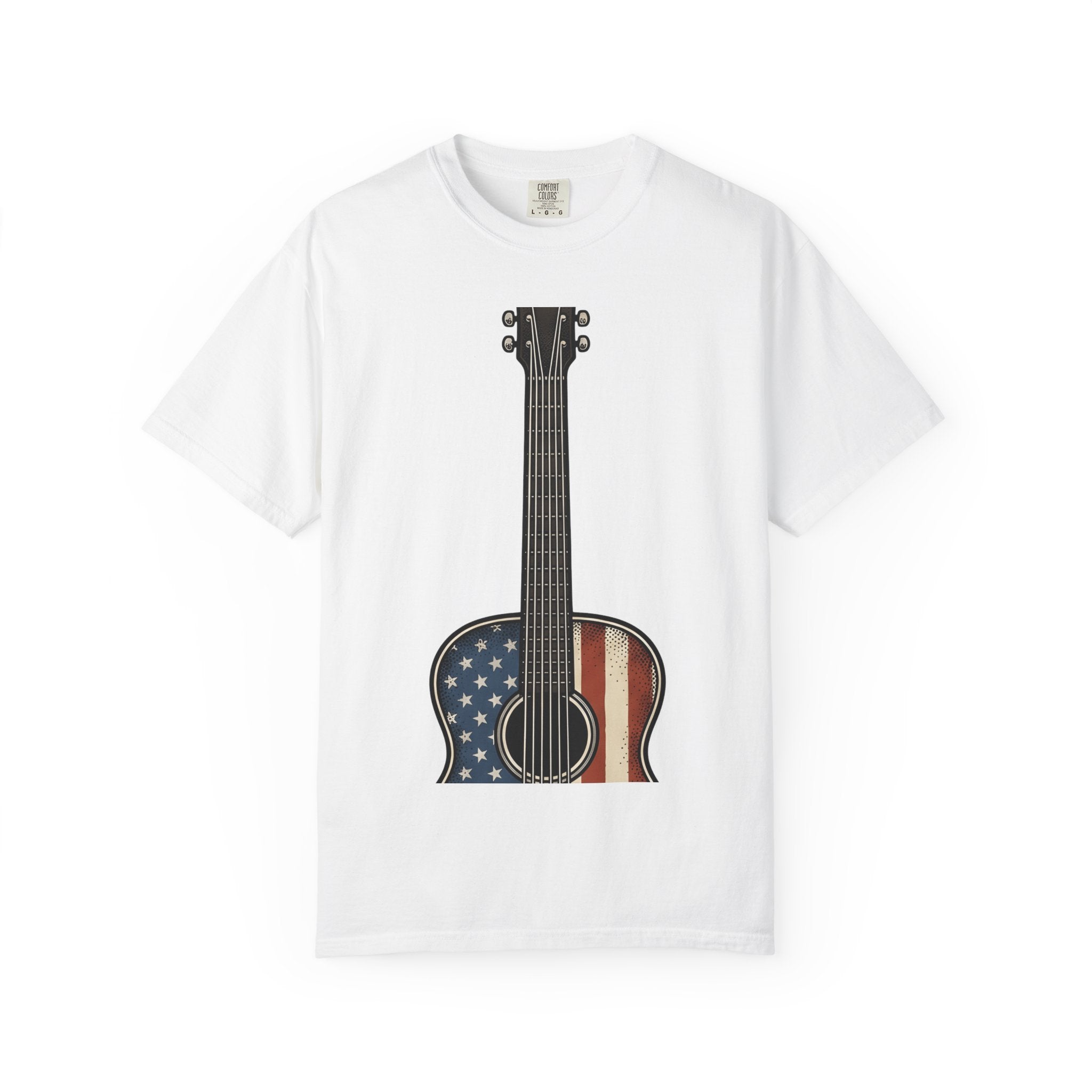 Usa Flag Guitar Shirt America Instruments Gift Women Vintage Tee Guitar T-Shirt American Fan Vintage Style Tshirt Musical Instrument Graphic