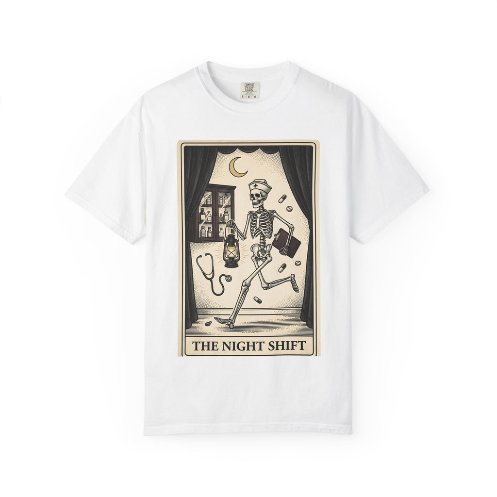 Skeleton Nurse Shirt Nurse Horror Gift Women Hand Drawn Tee Bones T-Shirt Rn Fan Skull Tshirt Horror Graphic American Traditional Tattoo