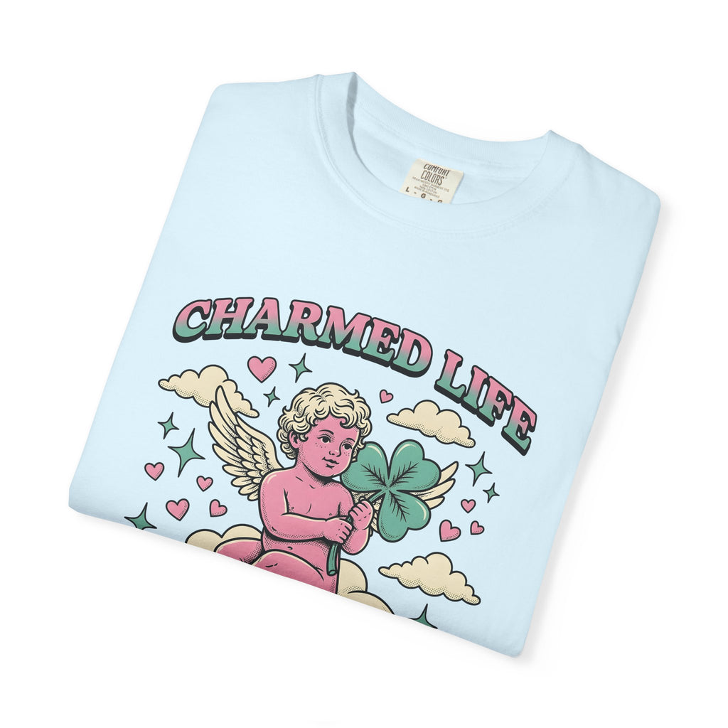 Angel Clover Shirt St Patricks Day Luck Gift Women Vintage Tee Shamrock T-Shirt St Patricks Fan Irish Tshirt Fortune Graphic Retro Cloud