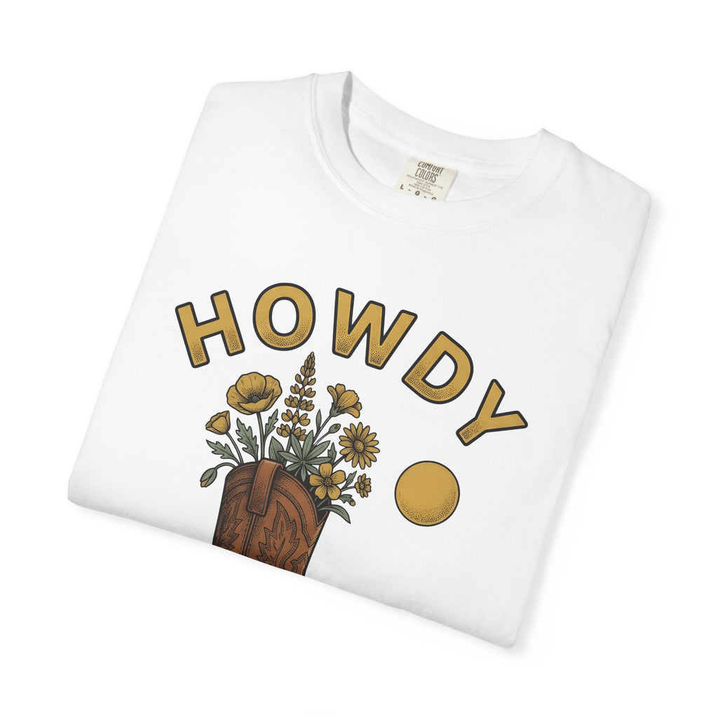 Riding Boot Shirt Cowgirl Farm Gift Women Antique Tee Riding Boots T-Shirt Rodeo Fan Vintage Tshirt Ranch Graphic Doodle Wild Blooms Tshirt