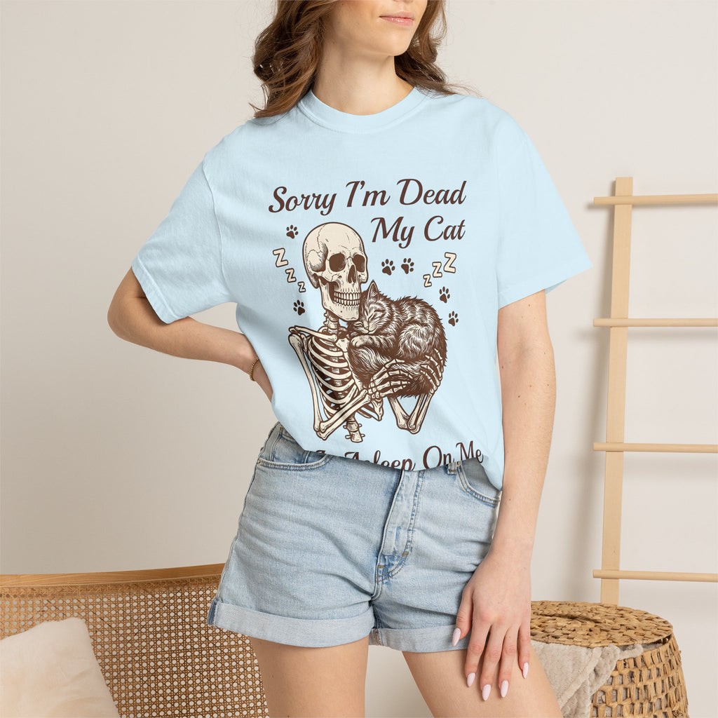 Bone Cat Shirt Cat Comedy Gift Women Rustic Tee Skeleton T-Shirt Feline Fan Vintage Tshirt Humor Graphic Line Art Cat Tracks Tshirt