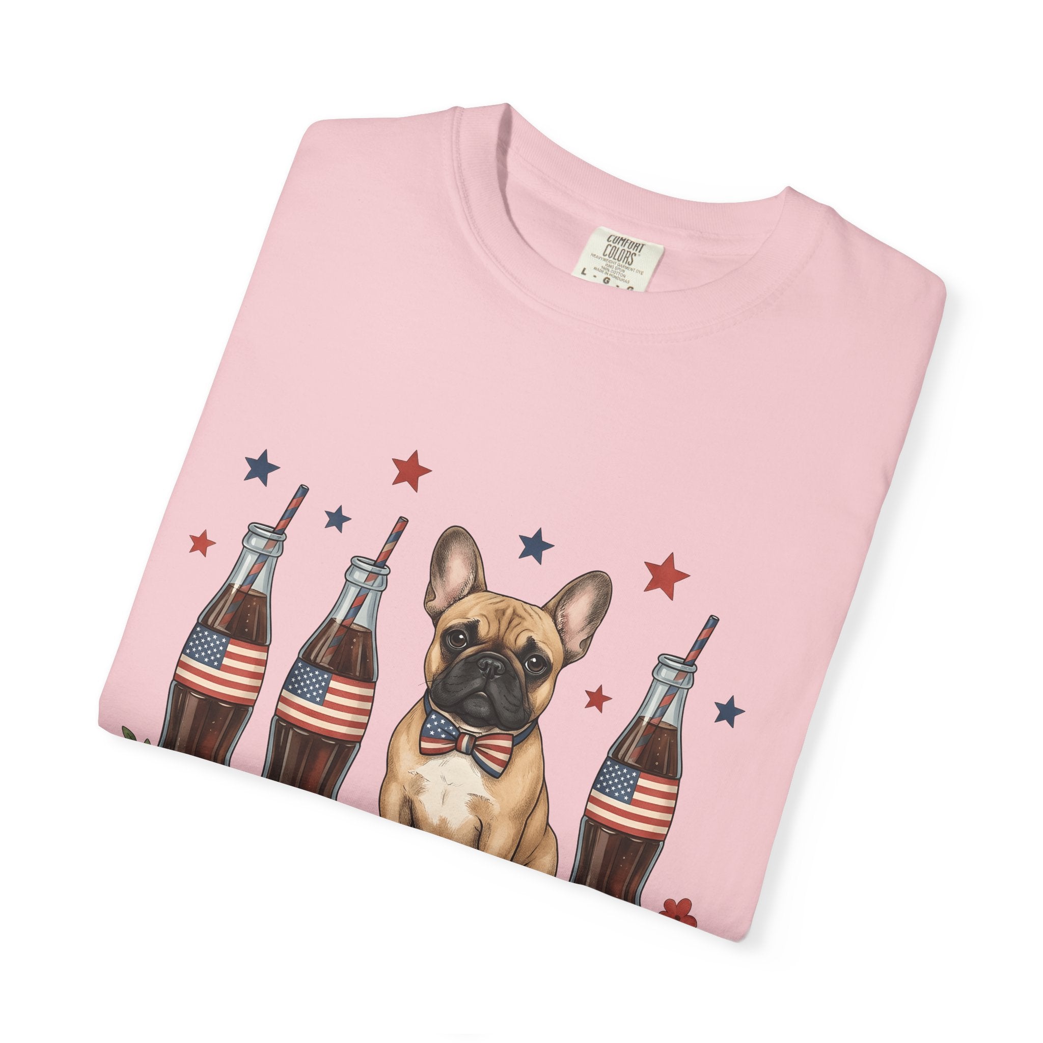 French Bulldog Shirt Dog Usa Gift Women Cartoon Tee Bulldog T-Shirt Dog Fan Toon Tshirt American Graphic Hand Drawn Soda Bottles Tshirt