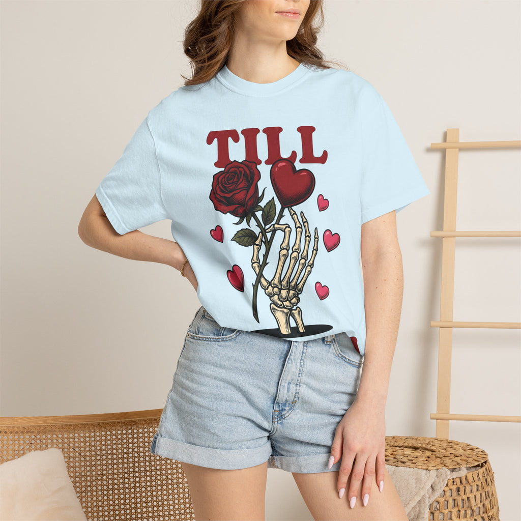 Skeleton Fingers Rose Shirt St. Valentine's Day Macabre Gift Women Linework Tee Bone Rose T-Shirt Valentine Fan Hand Drawn Tshirt Dark
