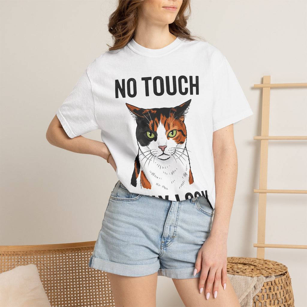 Calico Puss Shirt Cat Satire Gift Women Outline Tee Cat T-Shirt Cat Fan Outline Tshirt Parody Graphic Old School Heavy Type Tshirt