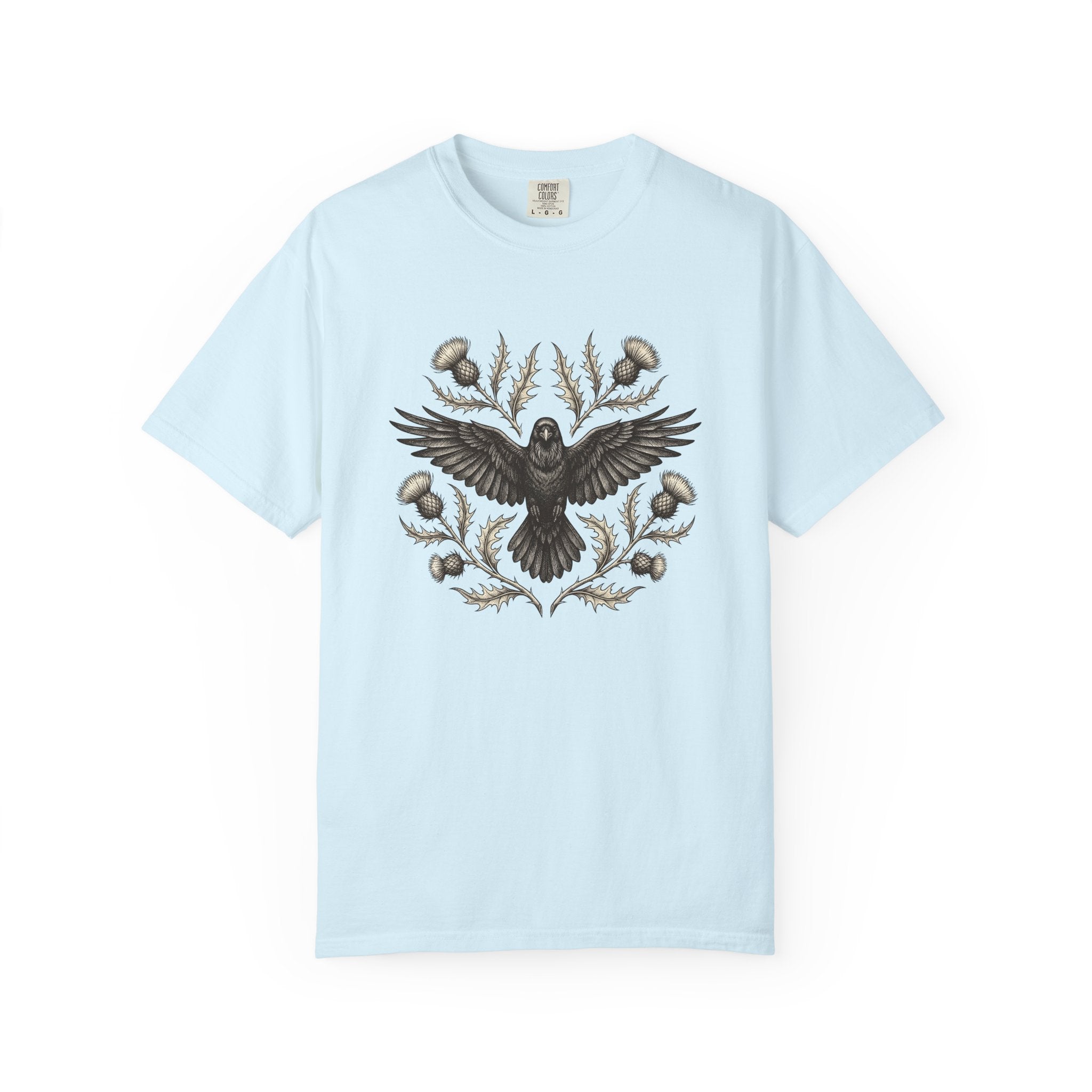 Crow Shirt Cottagecore Plants Gift Women Line Art Tee Raven T-Shirt Cottage Enthusiast Illustration Graphic Floral Cartoon Bloom Tshirt