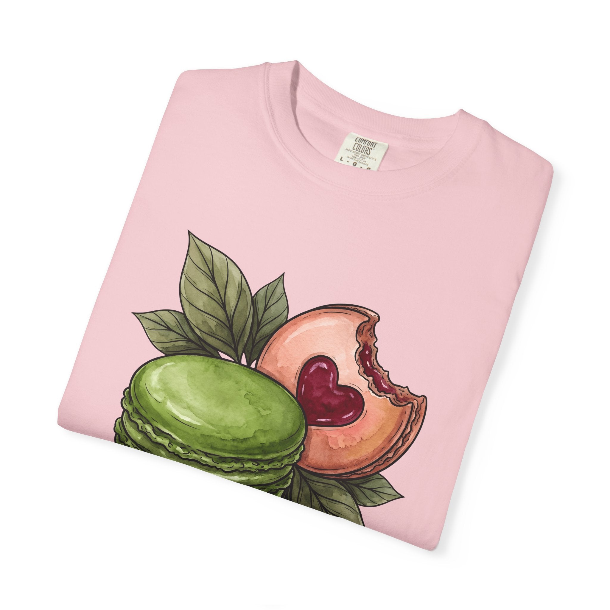 Macaron Sweet Shirt Desserts Gastronomy Gift Women Brushwork Tee Macaron T-Shirt Pastry Fan Watercolor Tshirt Gourmet Graphic Outline Plant