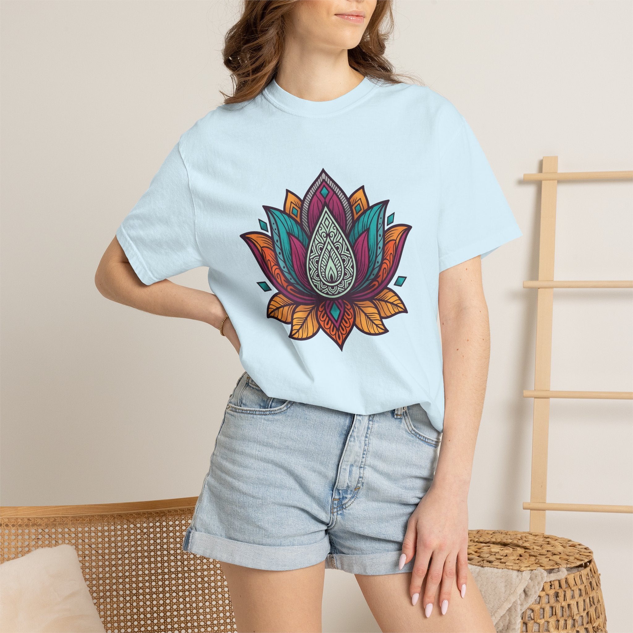 Mandala Lotus Shirt Boho Chic Yoga Gift Women Boho Tee Sacred Symbol T-Shirt Hippie Enthusiast Bohemian Tshirt Meditation Graphic Colorful
