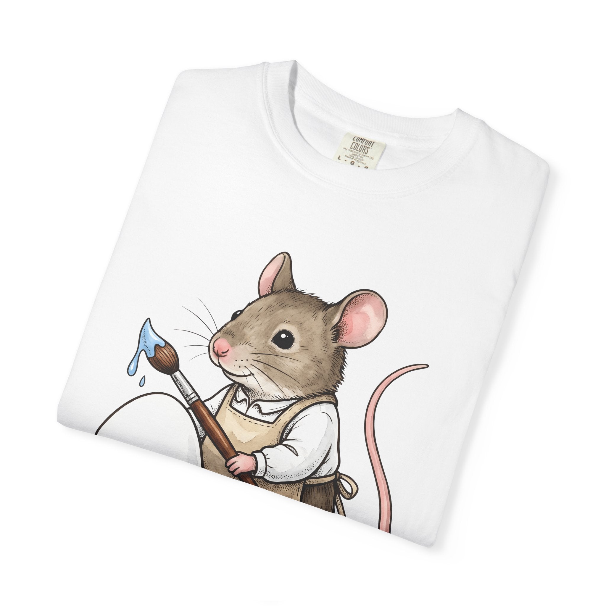 Small Mouse Egg Shirt Easter Mammal Gift Women Fun Tee Mouse Egg T-Shirt Easter Fan Cartoon Tshirt Rodent Graphic Illustration Paint Brush