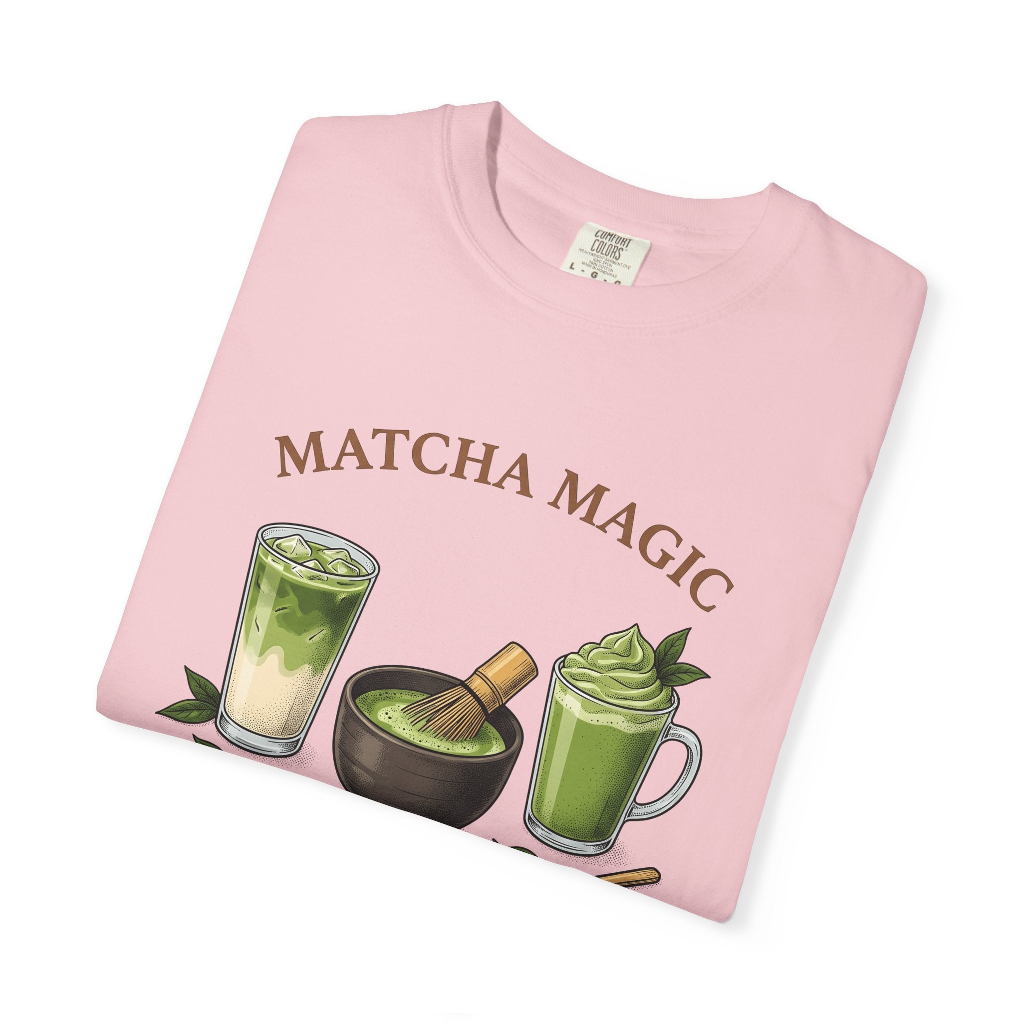 Matcha Latte Shirt Coffee Cooking Gift Women Old School Tee Green Tea T-Shirt Coffee Fan Culinary Design Tshirt Line Art Loose Tea Leaves