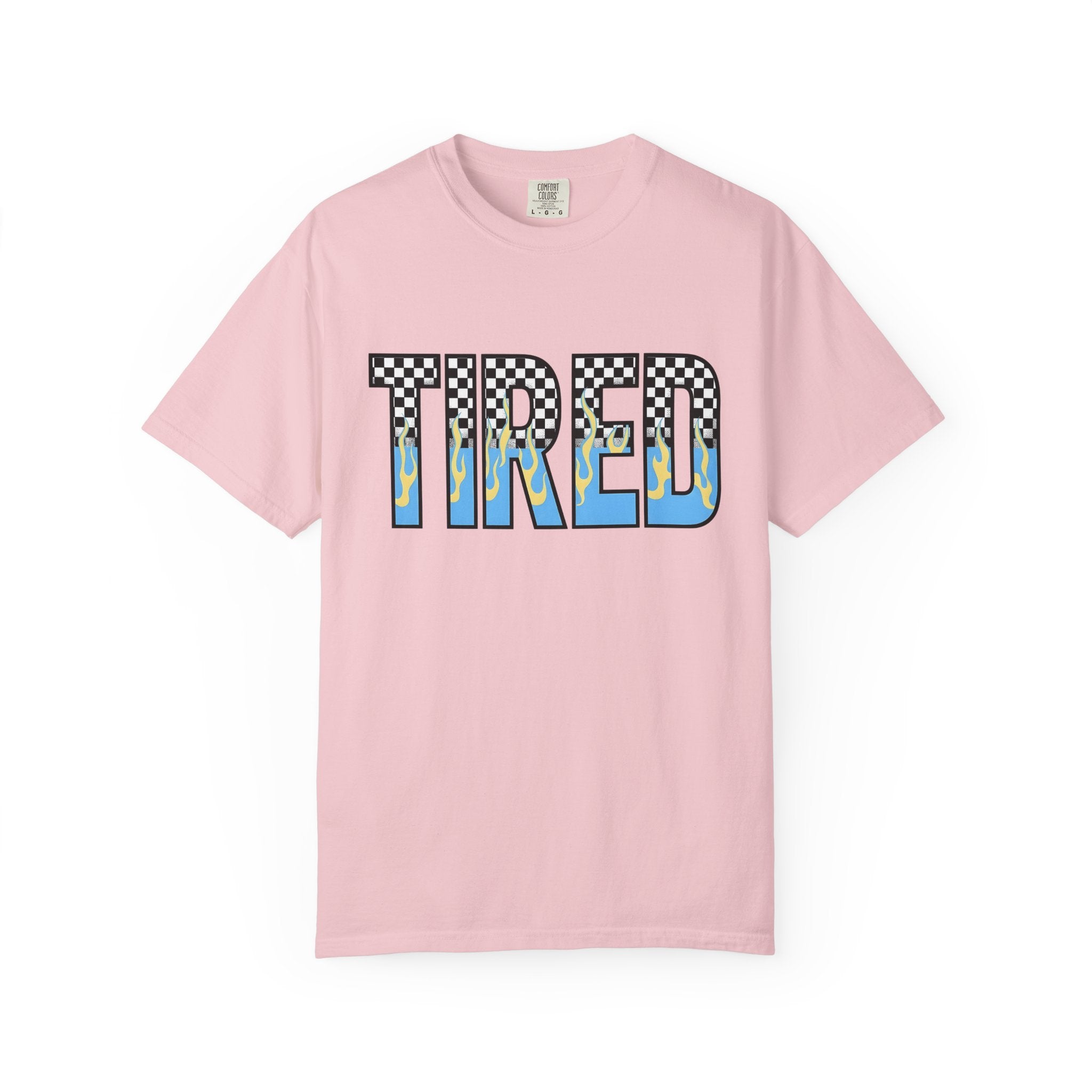 Checkered Fire Lettering Shirt Moms Comedy Gift Women Strong Tee Plaid Flame T-Shirt Motherhood Fan Bold Tshirt Humor Graphic Old Fashioned