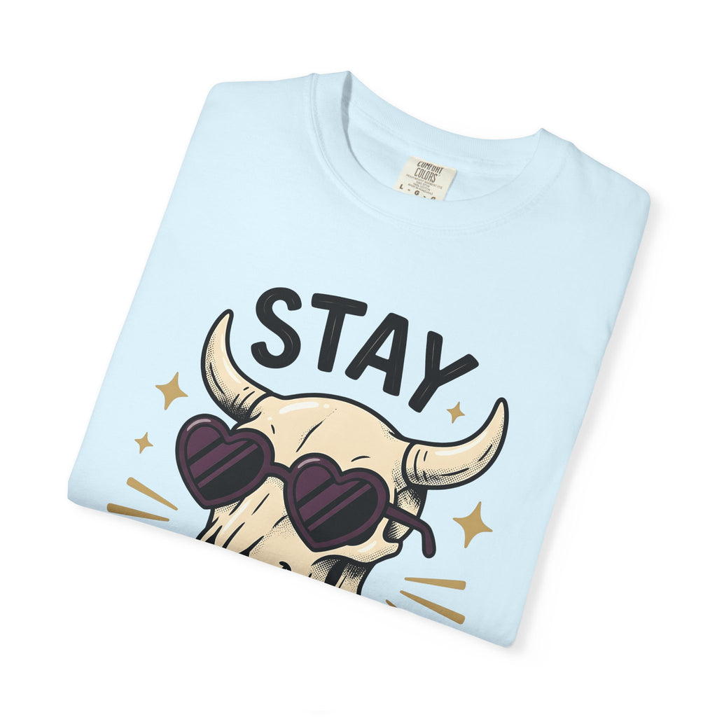 Bull Skull Shirt Cowgirl Western Gift Women Cartoon Tee Skull T-Shirt Rodeo Fan Cowboy Tshirt Western Graphic Retro Heart Sunglasses Tshirt