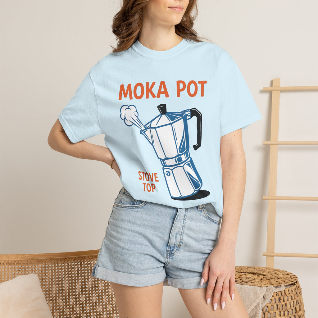 Moka Pot Shirt Coffee Kitchen Gift Women Line Art Tee Stovetop Coffee T-Shirt Coffee Fan Minimalist Tshirt Cooking Graphic Retro Steam