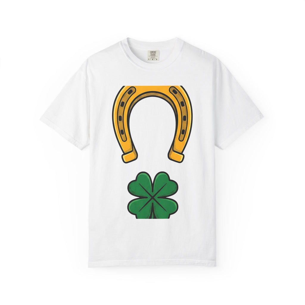 Horseshoe Clover Shirt St Patrick's Day Superstition Gift Women Minimal Tee Four Leaf Clover T-Shirt St Patricks Fan Simple Tshirt Lucky