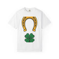 Horseshoe Clover Shirt St Patrick's Day Superstition Gift Women Minimal Tee Four Leaf Clover T-Shirt St Patricks Fan Simple Tshirt Lucky