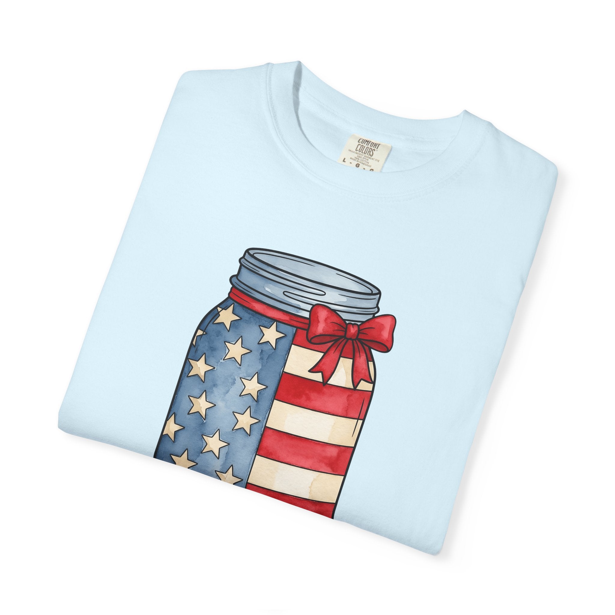 Flag Mason Jar Shirt 4th Of July Freedom Gift Women Gouache Tee Mason Jar T-Shirt Independence Day Enthusiast Watercolor Tshirt Liberty