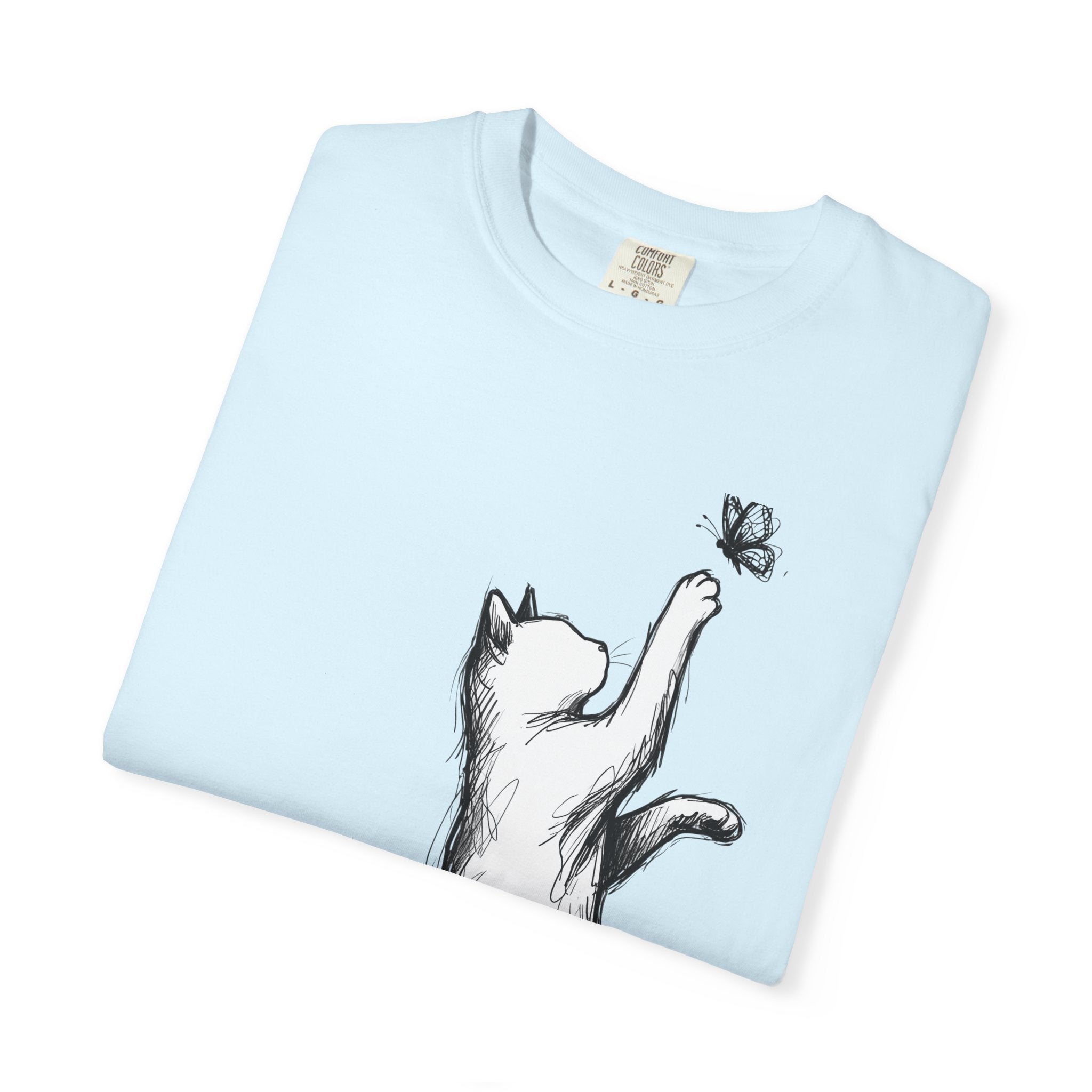 Cat Drawing Shirt Cat Wildlife Gift Women Simple Tee Kitty T-Shirt Cat Fan Feline Tshirt Wildlife Graphic Animal Doodle Bug Tshirt