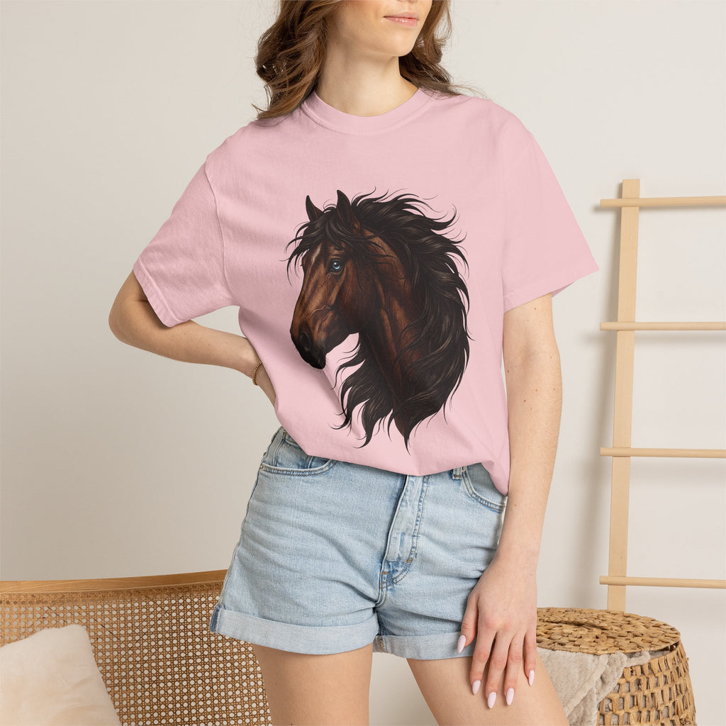 Horse Head Shirt Animals Horseback Gift Women Lifelike Tee Stallion T-Shirt Wildlife Fan Equine Graphic Tshirt Antique Long Hair Tshirt