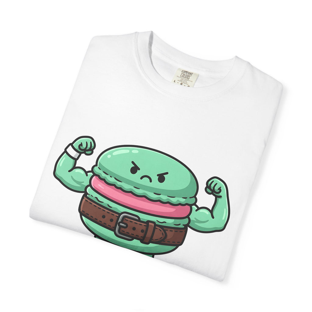 Buff Macaron Shirt Desserts Exercise Gift Women Charming Tee Macaroon T-Shirt Pastry Fan French Macaron Tshirt Fitness Graphic Animated