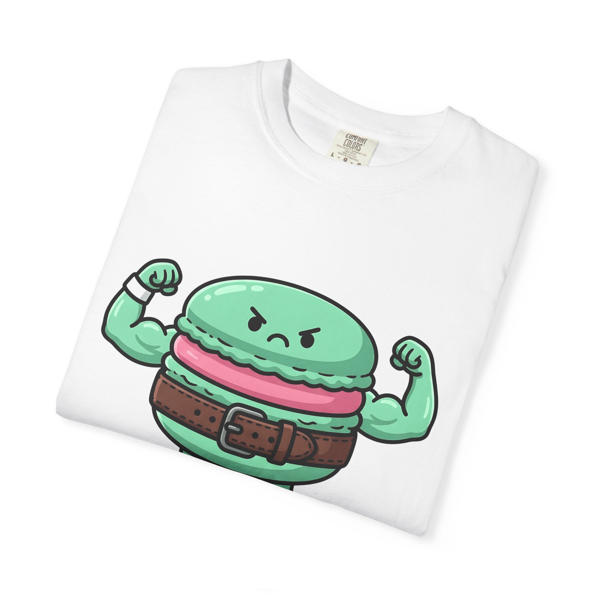 Buff Macaron Shirt Desserts Exercise Gift Women Charming Tee Macaroon T-Shirt Pastry Fan French Macaron Tshirt Fitness Graphic Animated