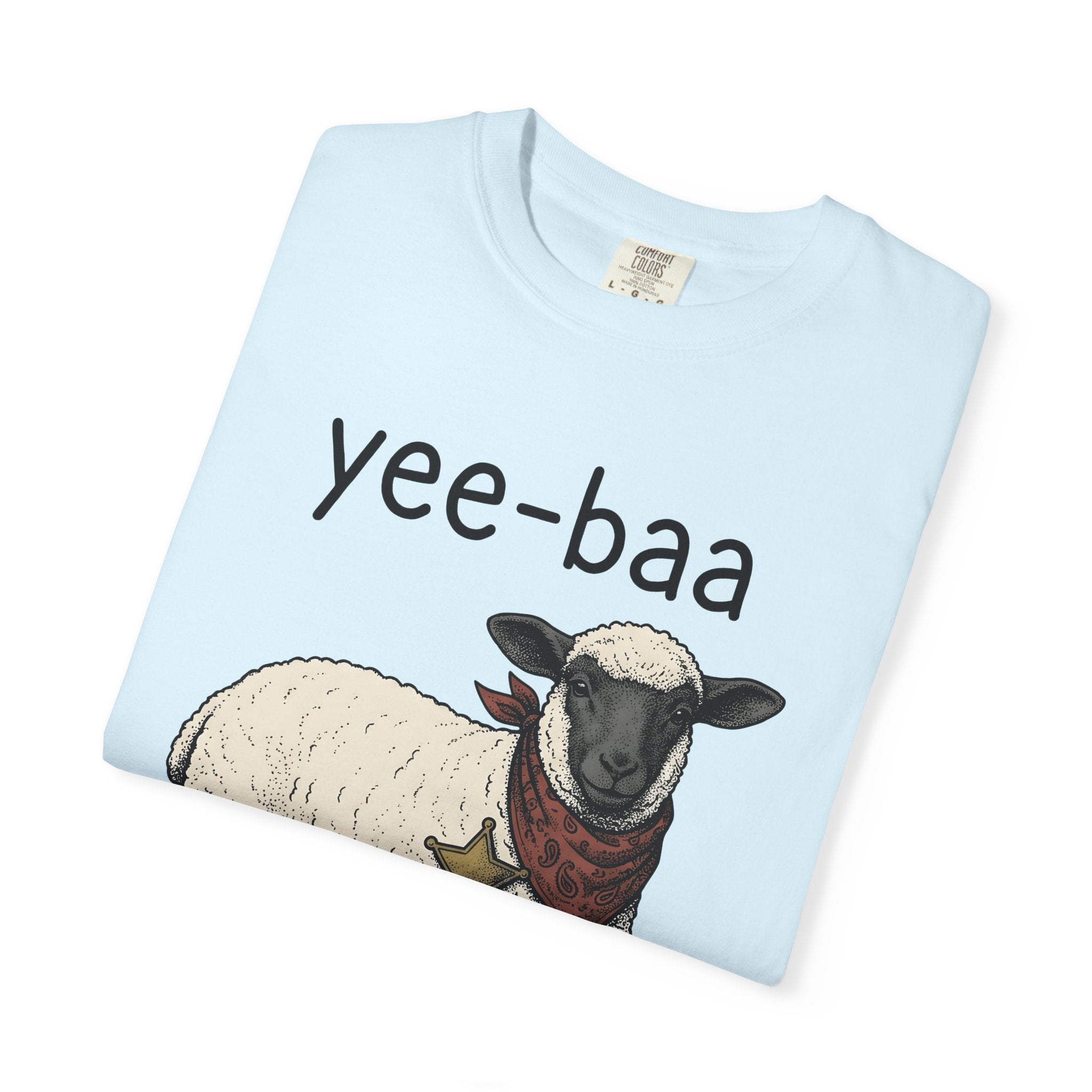 Cowboy Sheep Shirt Easter Animal Gift Women Vintage Tee Ram T-Shirt Easter Fan Creature Graphic Tshirt Hand Drawn Sheriff Badge Tshirt