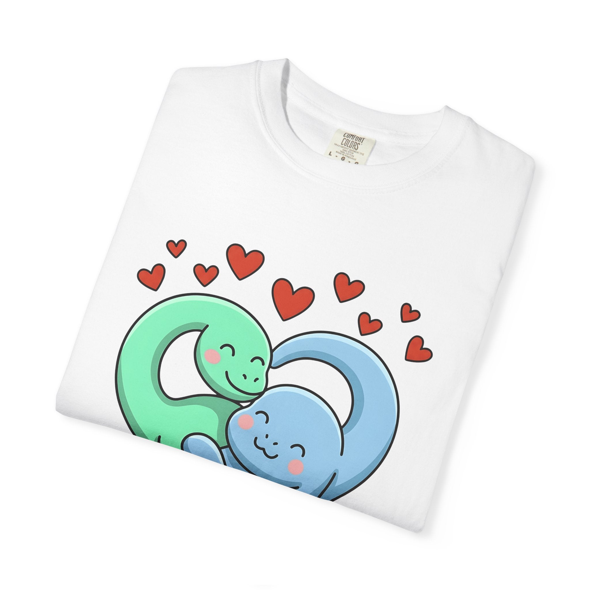 Dino Couple Shirt St. Valentine's Day Affection Gift Women Adorable Tee Dinosaur T-Shirt Valentine Fan Cute Tshirt Love Graphic Animation