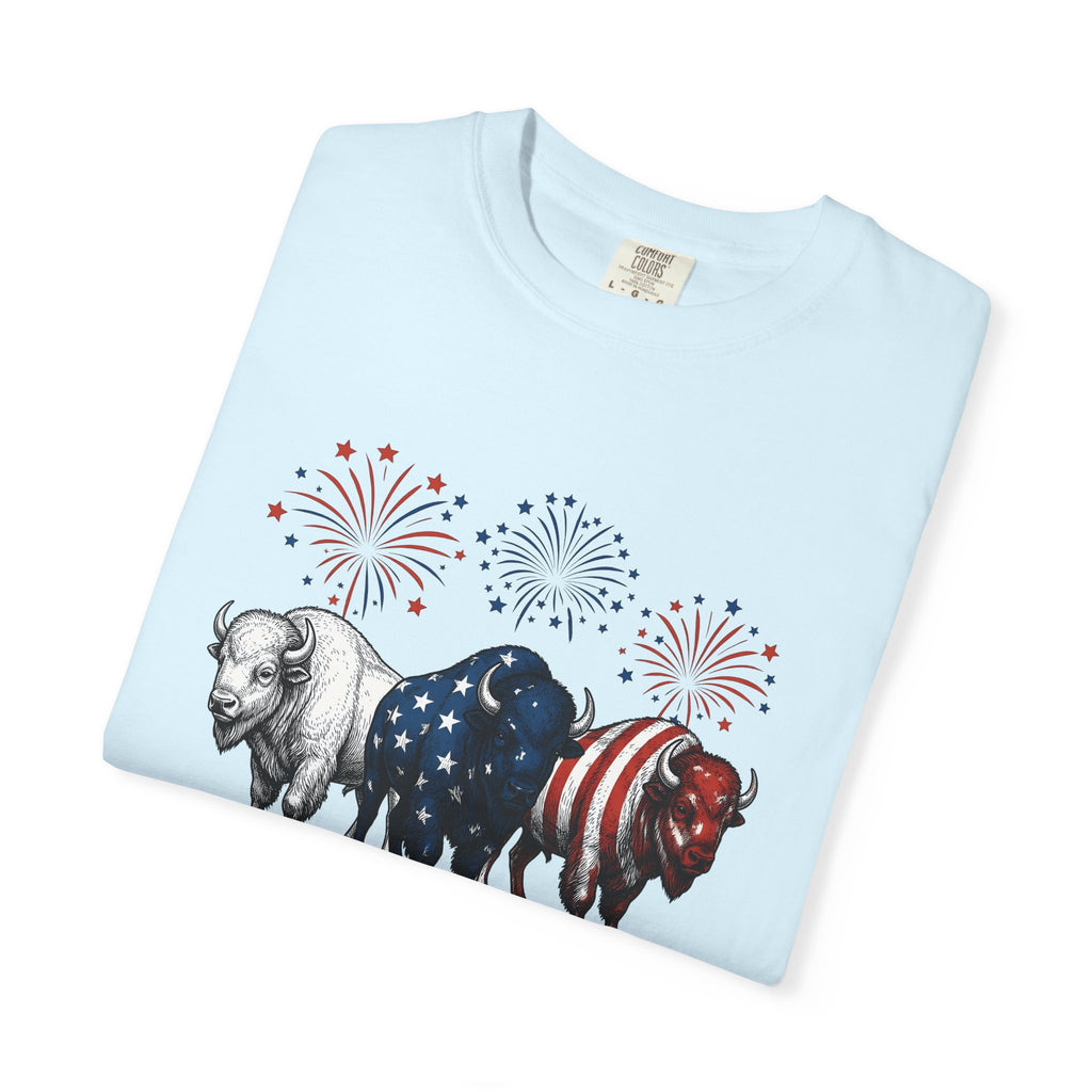 Liberty Bison Shirt America Ranch Gift Women Classic Tee Bison T-Shirt Patriot Fan Buffalo Tshirt Ranch Graphic Doodle Pyrotechnics Tshirt