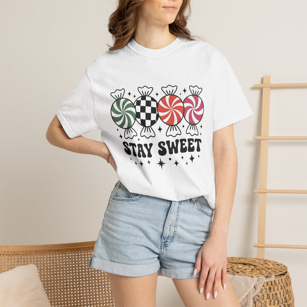 Candy Cane Shirt Christmas Sweets Gift Women Whimsical Tee Peppermint Stick T-Shirt Christmas Fan Candy Graphic Tshirt Vintage Sparkles