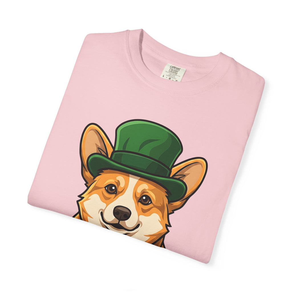 Corgi Pet Shirt St Patricks Day Animal Gift Women Illustration Tee Dog T-Shirt Shamrock Fan Cartoon Tshirt Pet Graphic Hand Drawn Fedora