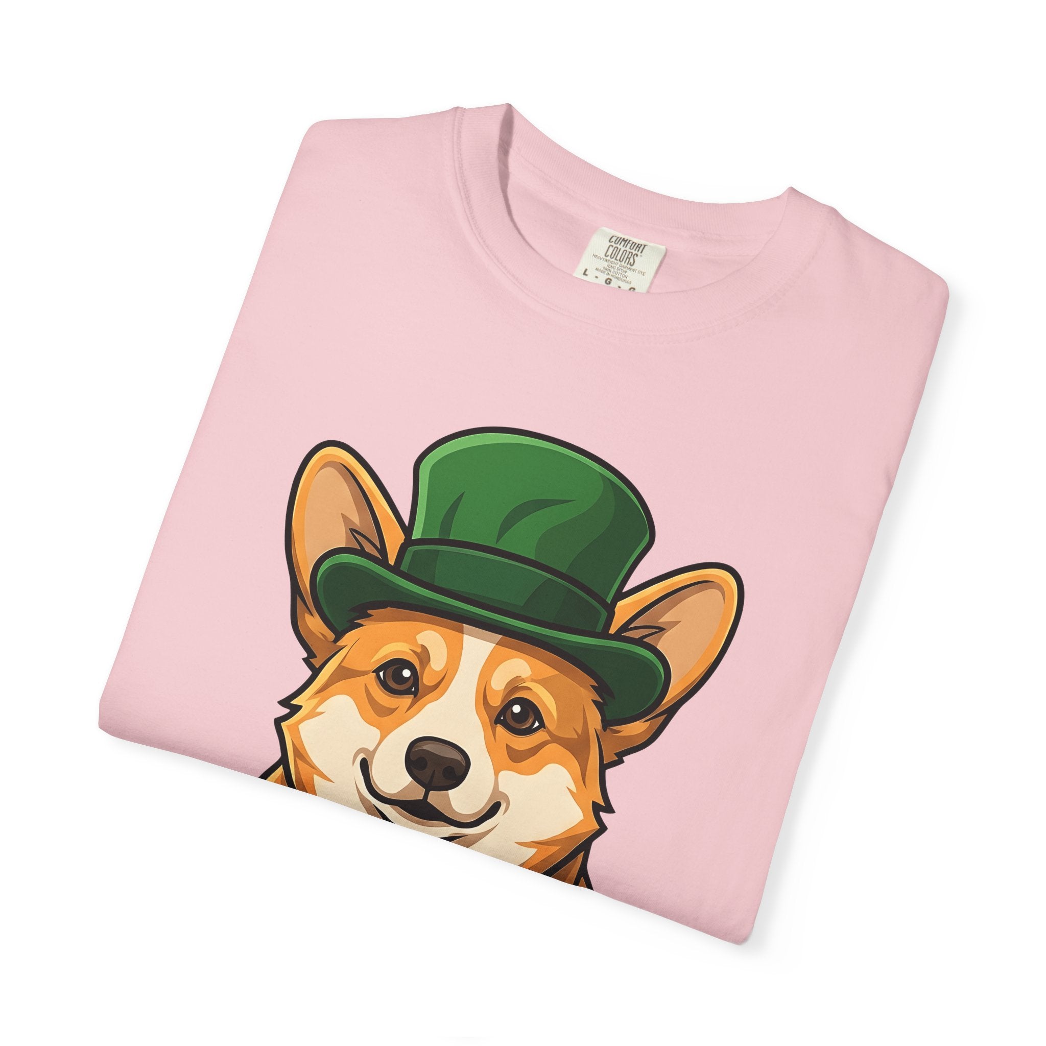 Corgi Pet Shirt St Patricks Day Animal Gift Women Illustration Tee Dog T-Shirt Shamrock Fan Cartoon Tshirt Pet Graphic Hand Drawn Fedora