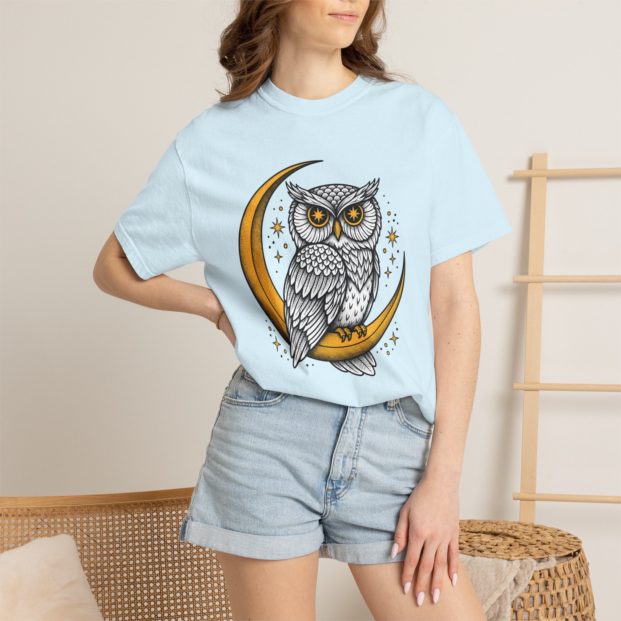 Night Owl Shirt Boho Chic Astrology Gift Women Hippie Tee Owl T-Shirt Bohemian Fan Psychedelic Tshirt Zodiac Graphic Retro Sparkles Tshirt