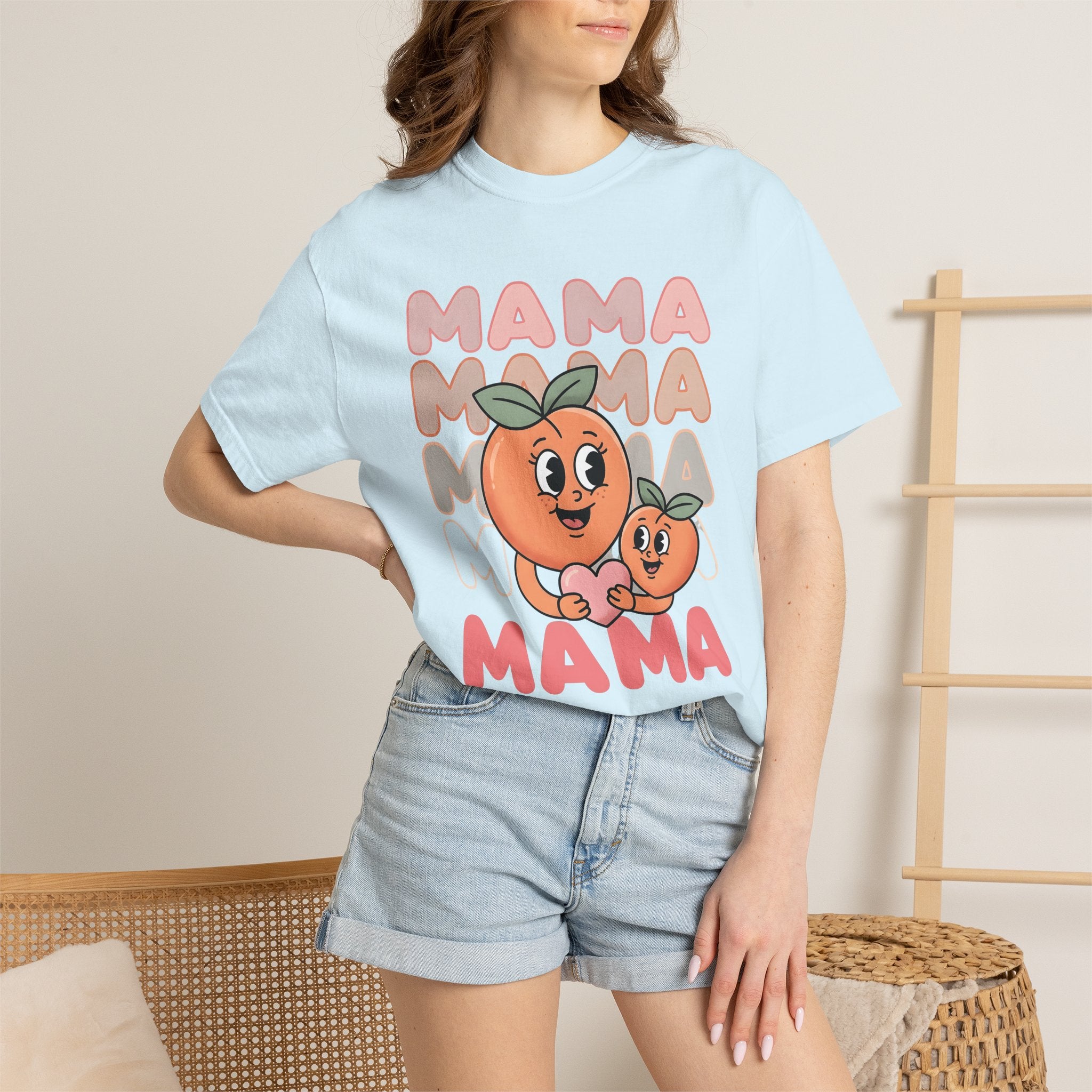 Peach Characters Shirt Moms Family Gift Women Cute Tee Peach T-Shirt Motherhood Fan Adorable Tshirt Clan Graphic Retro Heart Tshirt