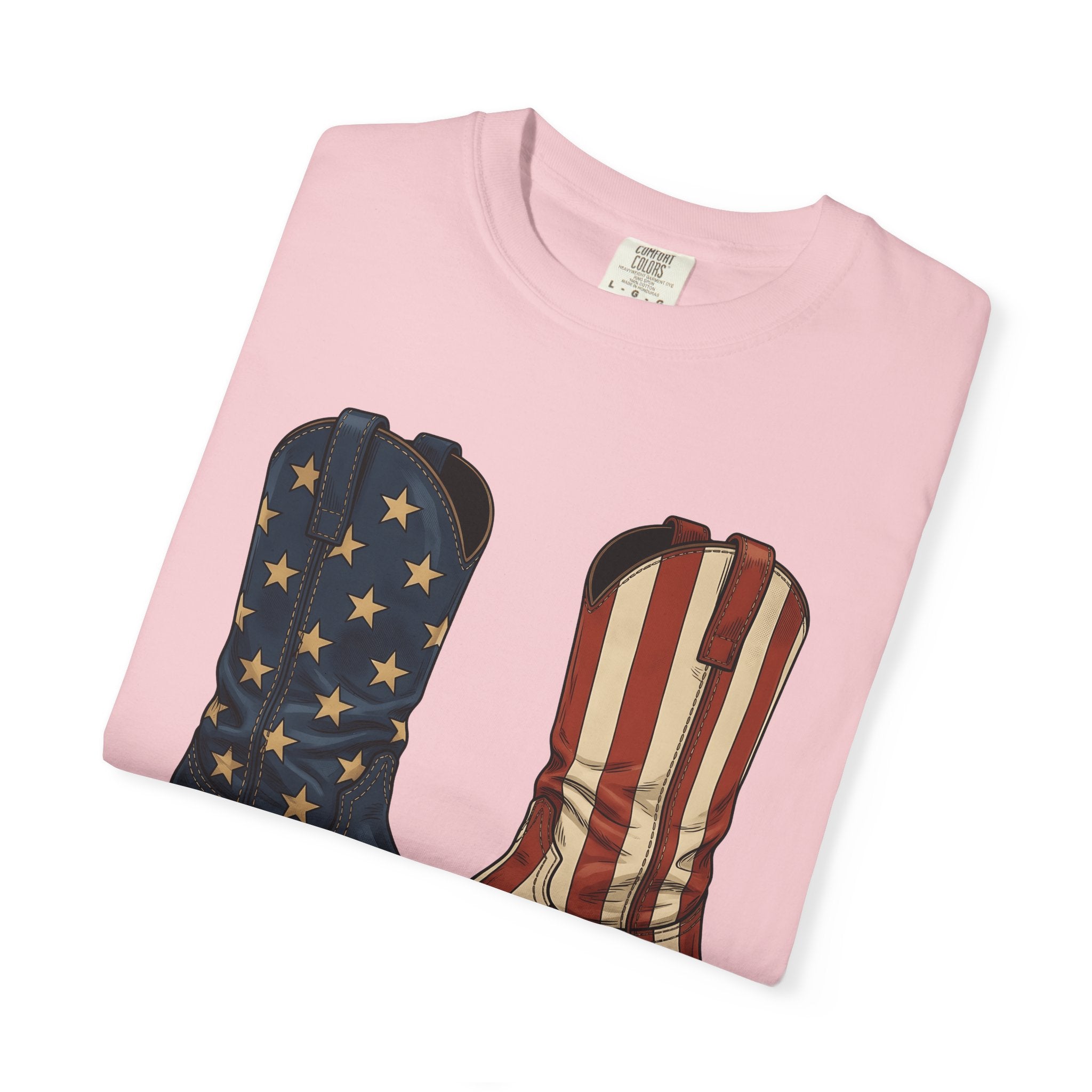 Cowboy Boots Shirt America Rodeo Gift Women Americana Tee Boots T-Shirt American Fan Country Tshirt Rodeo Graphic Hand Drawn Stars Tshirt