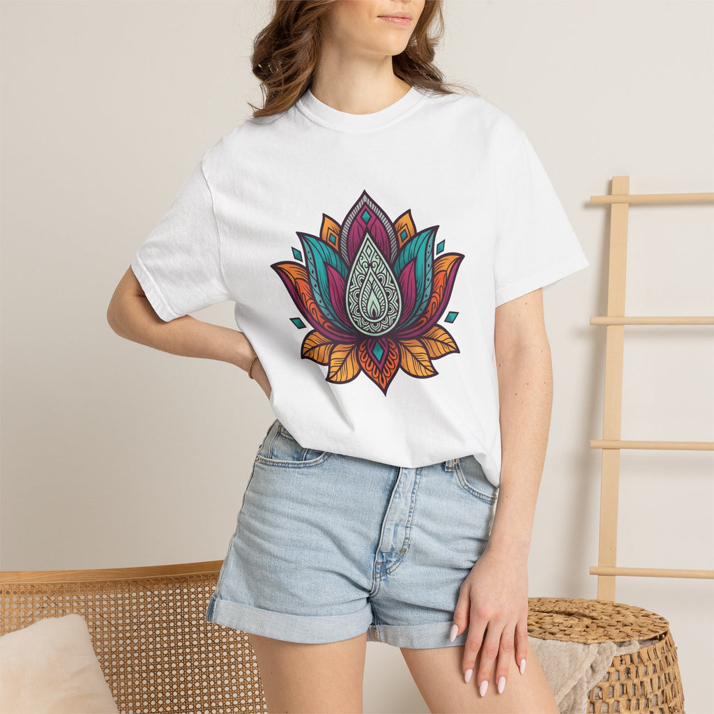 Mandala Lotus Shirt Boho Chic Yoga Gift Women Boho Tee Sacred Symbol T-Shirt Hippie Enthusiast Bohemian Tshirt Meditation Graphic Colorful