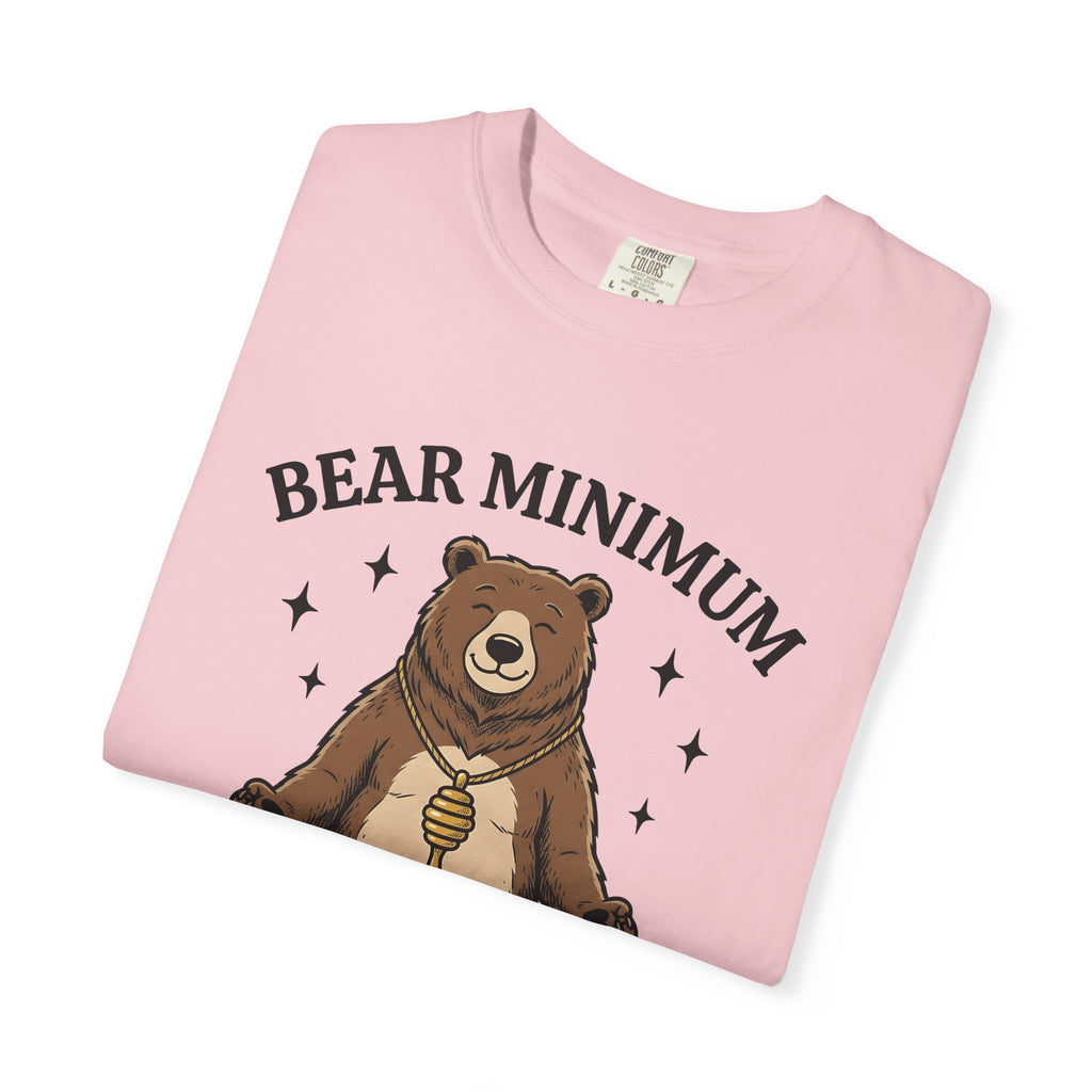 Calm Bear Shirt Yoga Fauna Gift Women Graphic Tee Bear T-Shirt Yoga Enthusiast Illustration Tshirt Wildlife Graphic Line Art Honey Grid