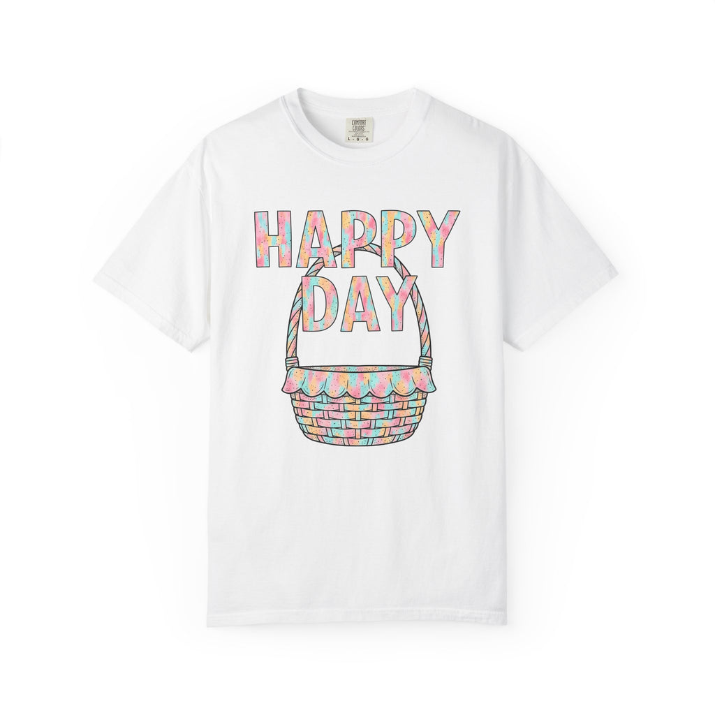 Easter Basket Shirt Easter Festivity Gift Women Muted Tones Tee Easter Hamper T-Shirt Easter Fan Pastel Tshirt Celebration Graphic Line Art